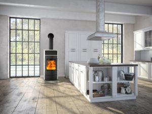 Poêle à bois Hedera Speckstein de la marque Fireplace dans un salon