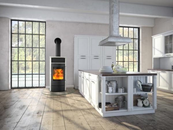 Poêle à bois Hedera Speckstein de la marque Fireplace dans un salon
