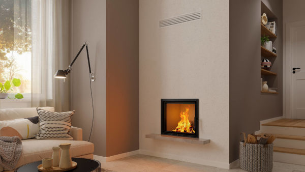 Foyer à bois Mini S Links de la marque Spartherm dans un salon